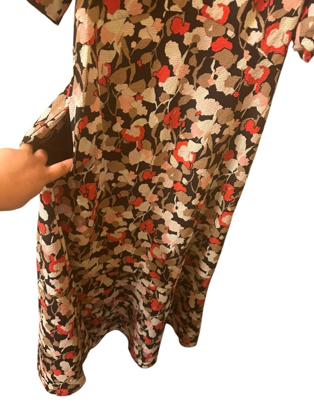 Ted Baker Black Floral Puff-Sleeve Midi Dress with Blush Accents size 2(us6) - Picture 11 of 16
